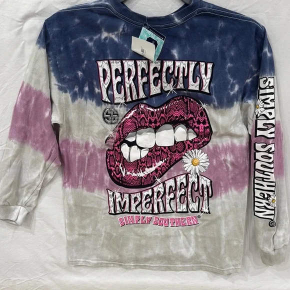 Simply Southern Kids Tie-Dye Long Sleeve Shirt - Blue, Pink, Gray - Picture 1 of 3